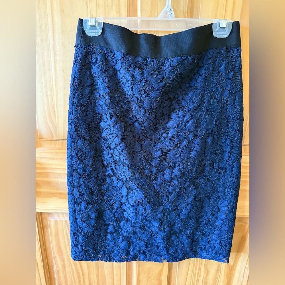 J. Crew Midnight Blue Floral Lace Pencil Skirt